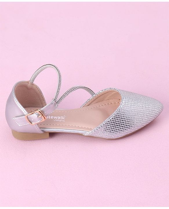 Cute Walk by Babyhug Shimmery & Studded Bellies with Buckle Closure - Sliver