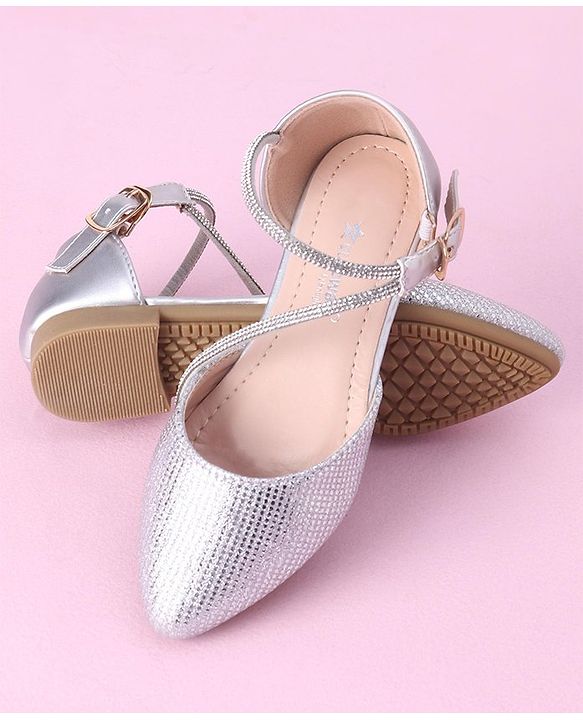 Cute Walk by Babyhug Shimmery & Studded Bellies with Buckle Closure - Sliver