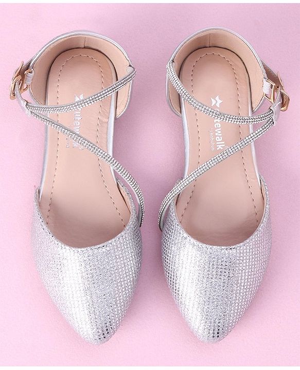 Cute Walk by Babyhug Shimmery & Studded Bellies with Buckle Closure - Sliver