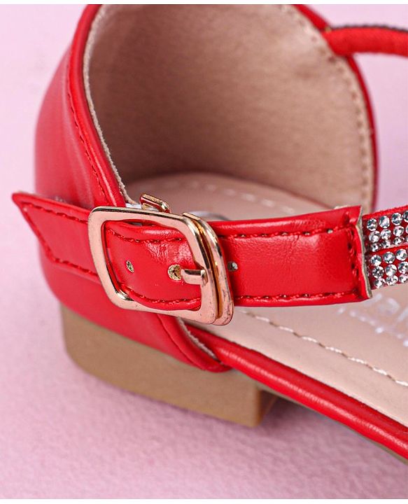 Cute Walk by Babyhug Shimmery & Studded Bellies with Buckle Closure - Red
