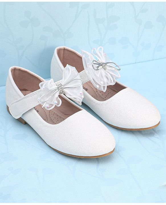 Pine Kids Velcro Closure Bellies with Mesh Bow Applique - Pink