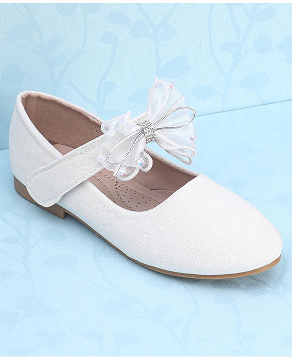 Pine Kids Velcro Closure Bellies with Mesh Bow Applique - Pink