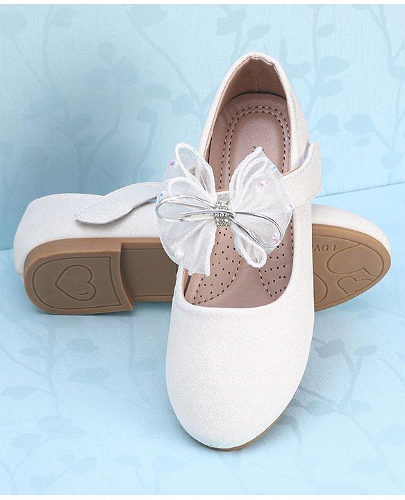 Pine Kids Velcro Closure Bellies with Mesh Bow Applique - Pink