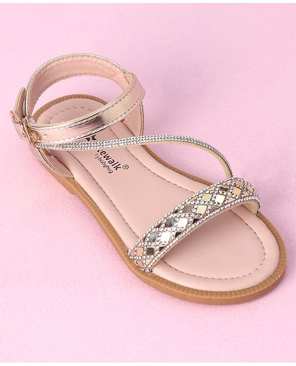 Cute Walk by Babyhug Studded Sandals with Buckle Closure - Golden