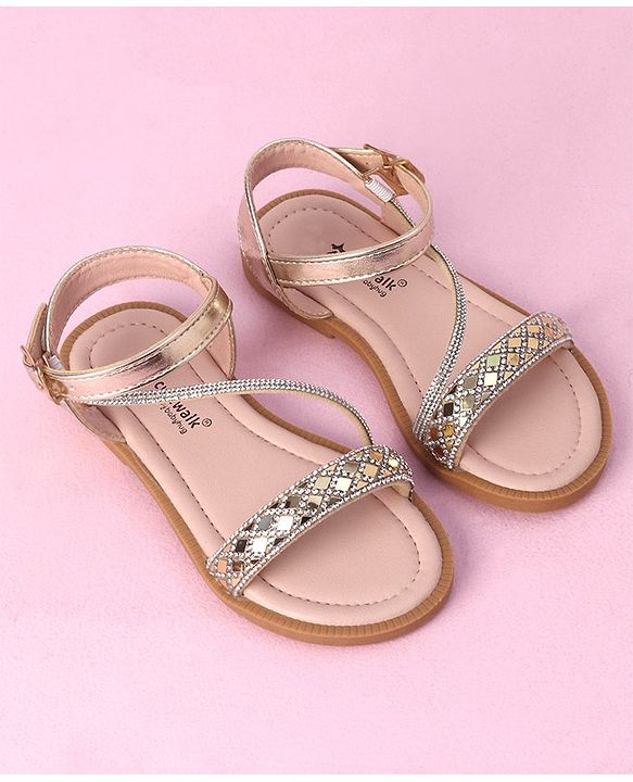 Cute Walk by Babyhug Studded Sandals with Buckle Closure - Golden