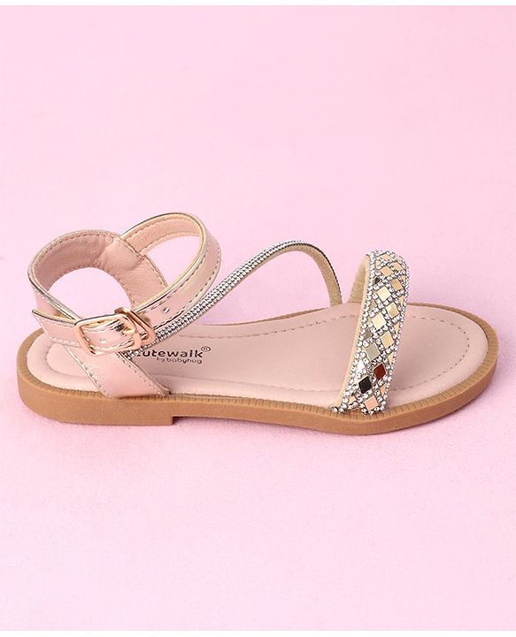 Cute Walk by Babyhug Studded Sandals with Buckle Closure - Golden