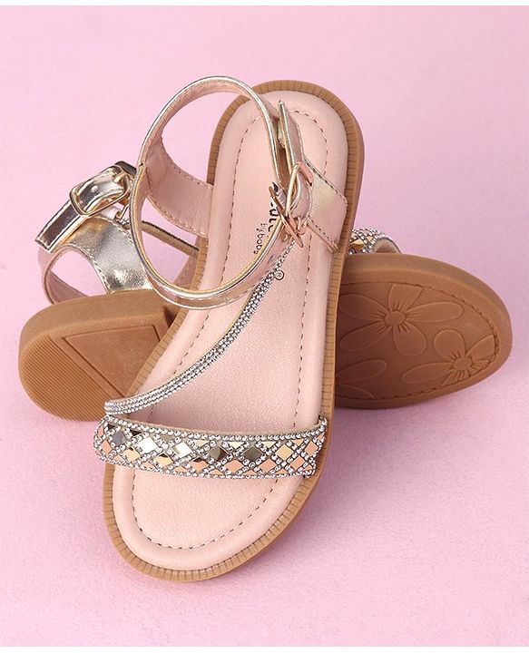 Cute Walk by Babyhug Studded Sandals with Buckle Closure - Golden