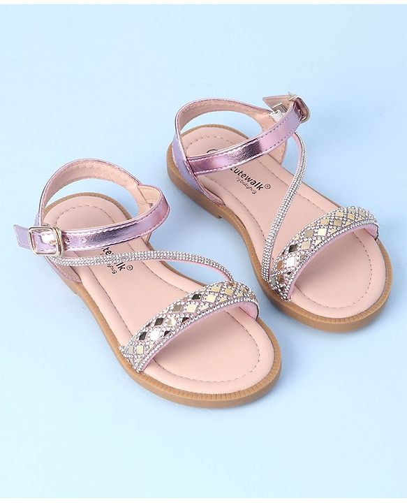Cute Walk by Babyhug Studded Sandals with Buckle Closure - Pink