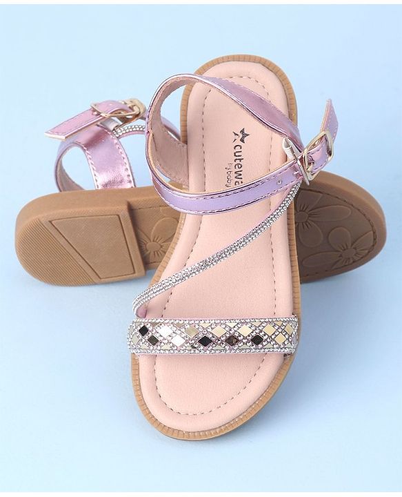 Cute Walk by Babyhug Studded Sandals with Buckle Closure - Pink