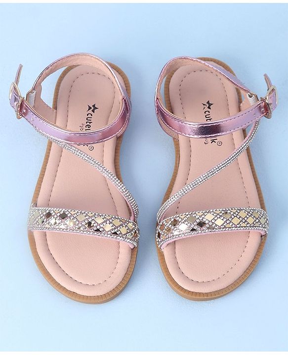 Cute Walk by Babyhug Studded Sandals with Buckle Closure - Pink
