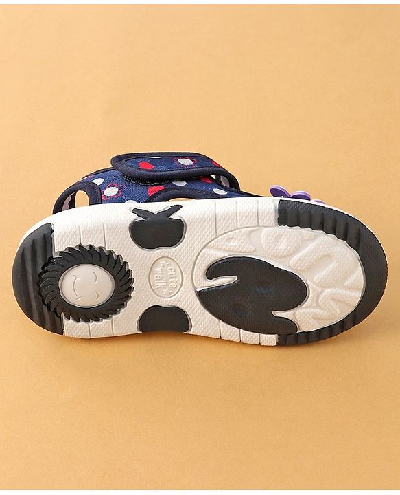 Cute Walk by Babyhug Sandals with Velcro Closure Floral Print with Applique - Blue