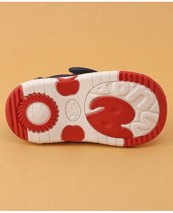 Cute Walk by Babyhug Casual Shoes With Velcro Closure & Dino Applique- Navy Blue & Red
