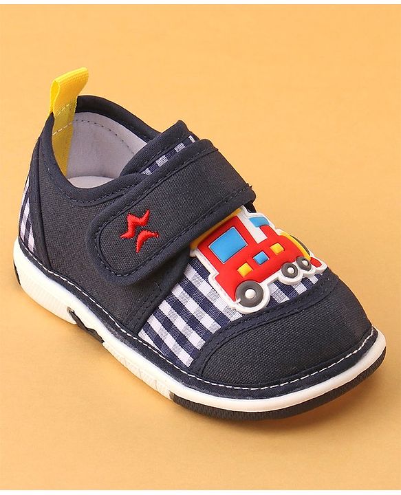 Cute Walk by Babyhug Velcro Closure Casual Shoes with Engine Applique - Navy Blue