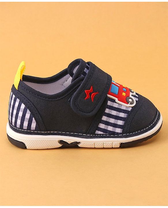 Cute Walk by Babyhug Velcro Closure Casual Shoes with Engine Applique - Navy Blue