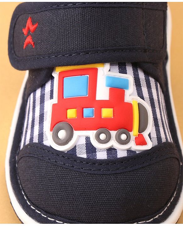 Cute Walk by Babyhug Velcro Closure Casual Shoes with Engine Applique - Navy Blue