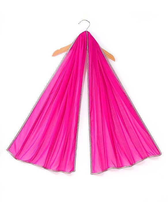 Babyhug Sleeveless Lehenga Choli And Dupatta Set With Floral Embroidered - Hot Pink