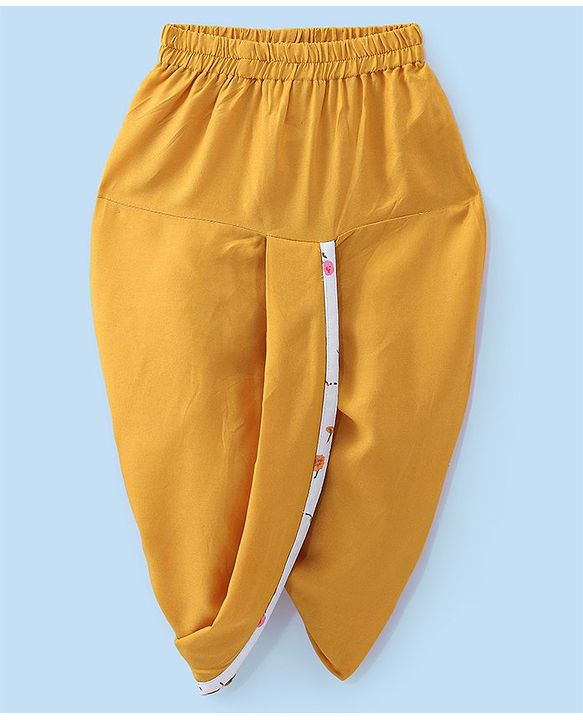 Babyhug 100% Cotton Woven Full Sleeves Kurta and Dhoti Set Floral Print - Ivory & Yellow