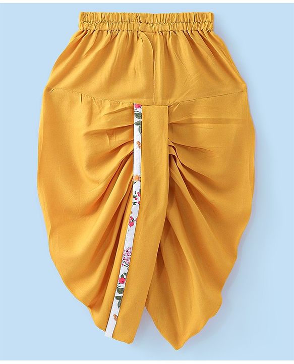 Babyhug 100% Cotton Woven Full Sleeves Kurta and Dhoti Set Floral Print - Ivory & Yellow