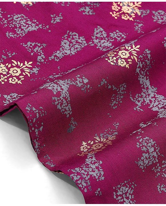 Babyhug Full Sleeves Floral Printed Kurta Dhoti Set - Purple