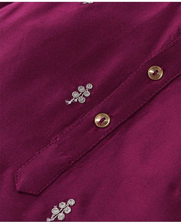 Babyhug Full Sleeves Floral Embroidered Kurta Dhoti Set - Magenta
