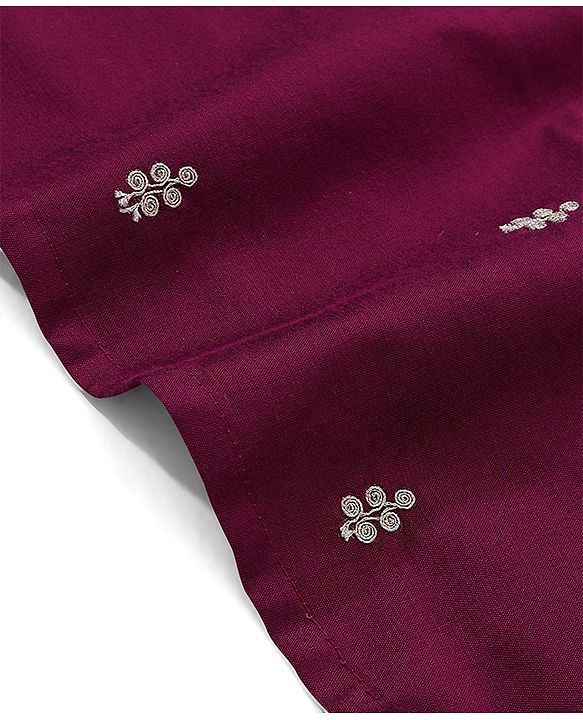 Babyhug Full Sleeves Floral Embroidered Kurta Dhoti Set - Magenta