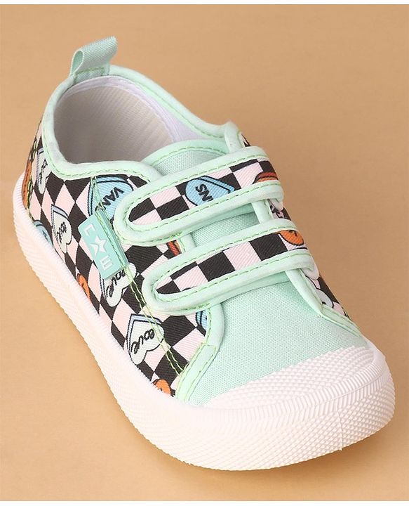Cute Walk by Babyhug Velcro Closure Checked Casual Shoes - Green