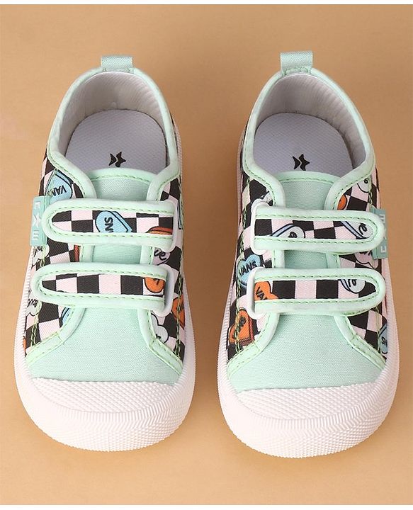 Cute Walk by Babyhug Velcro Closure Checked Casual Shoes - Green