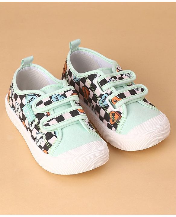 Cute Walk by Babyhug Velcro Closure Checked Casual Shoes - Green