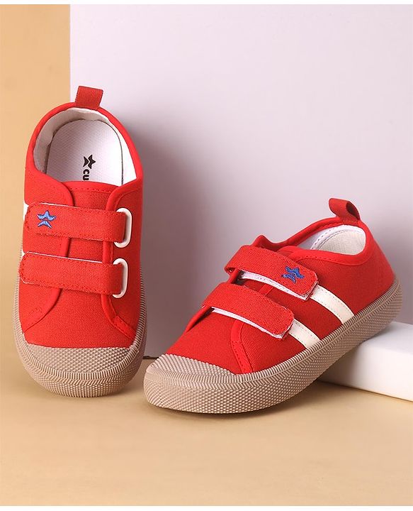 Cute Walk by Babyhug Solid Colour Casual Shoes with Velcro Closure - Red