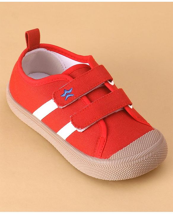 Cute Walk by Babyhug Solid Colour Casual Shoes with Velcro Closure - Red
