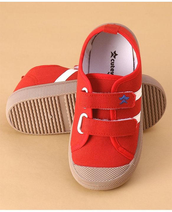 Cute Walk by Babyhug Solid Colour Casual Shoes with Velcro Closure - Red