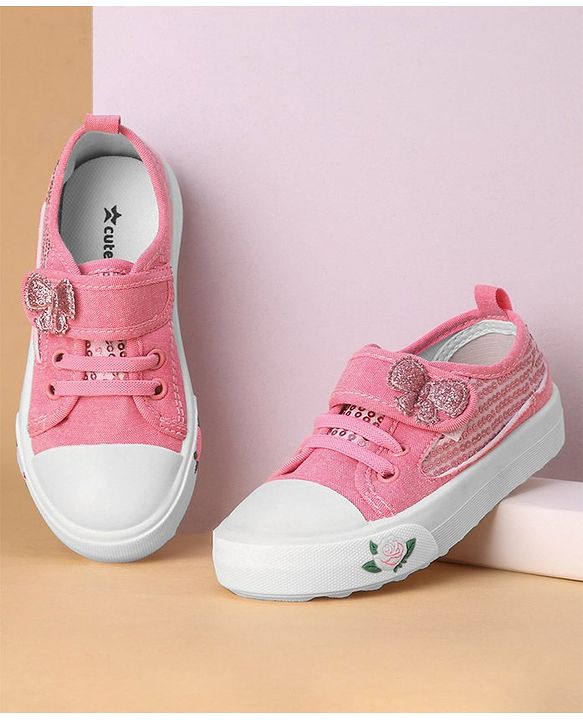Cute Walk by Babyhug Velcro Closure Sequin Detailed Casual Shoes - Fuschia