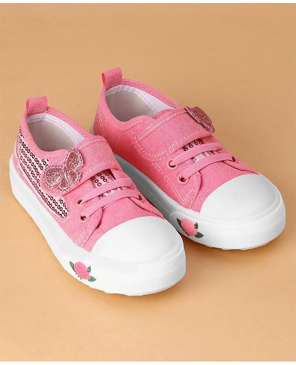 Cute Walk by Babyhug Velcro Closure Sequin Detailed Casual Shoes - Fuschia