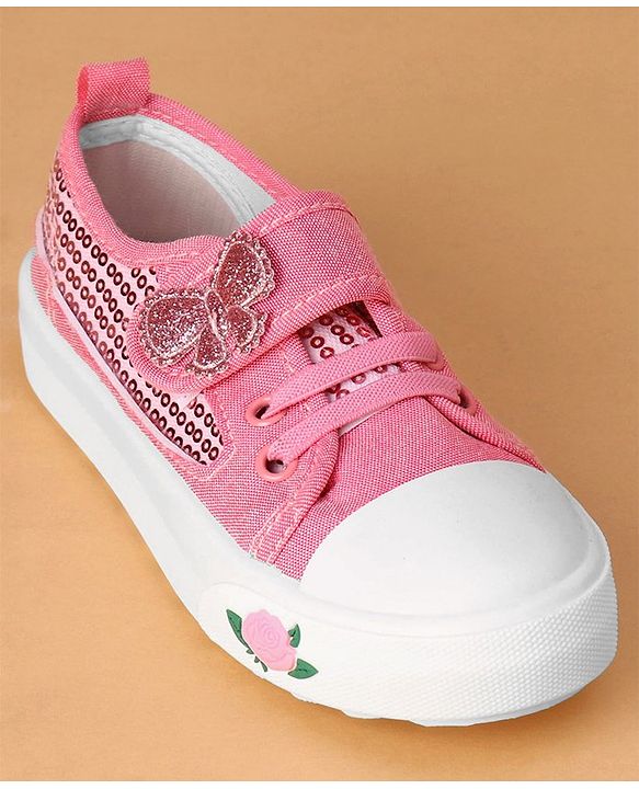 Cute Walk by Babyhug Velcro Closure Sequin Detailed Casual Shoes - Fuschia