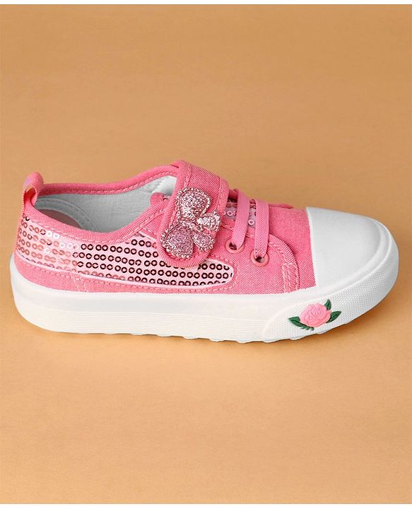 Cute Walk by Babyhug Velcro Closure Sequin Detailed Casual Shoes - Fuschia