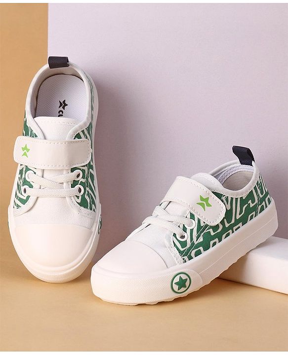 Cute Walk by Babyhug Text Printed Casual Shoes with Velcro Closure - Green