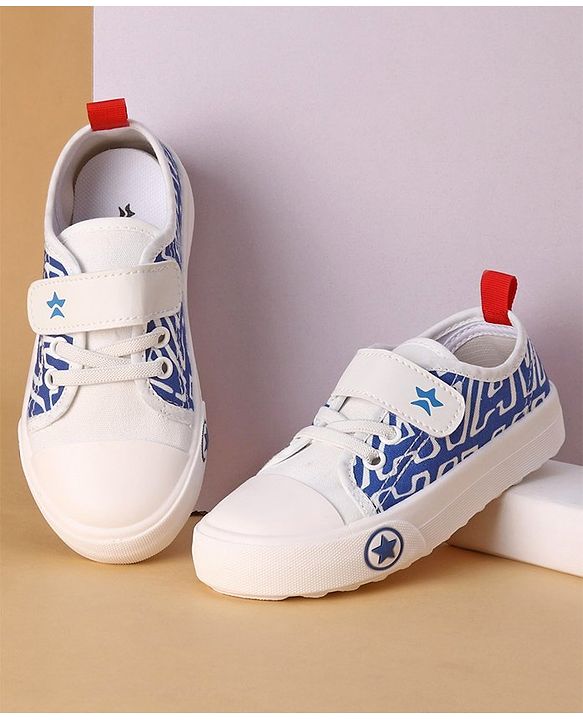 Cute Walk by Babyhug Text Printed Casual Shoes with Velcro Closure - Blue