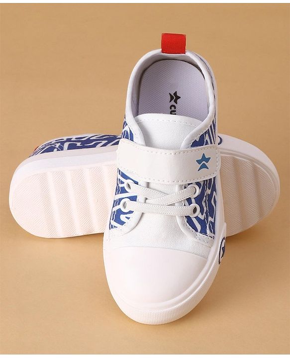 Cute Walk by Babyhug Text Printed Casual Shoes with Velcro Closure - Blue
