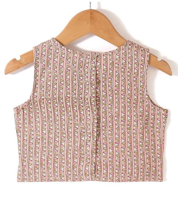 Babyhug 100% Cotton Knit Half Sleeves Embroidered Jacket with Bandhani Printed Top and Palazzo Set - Brown