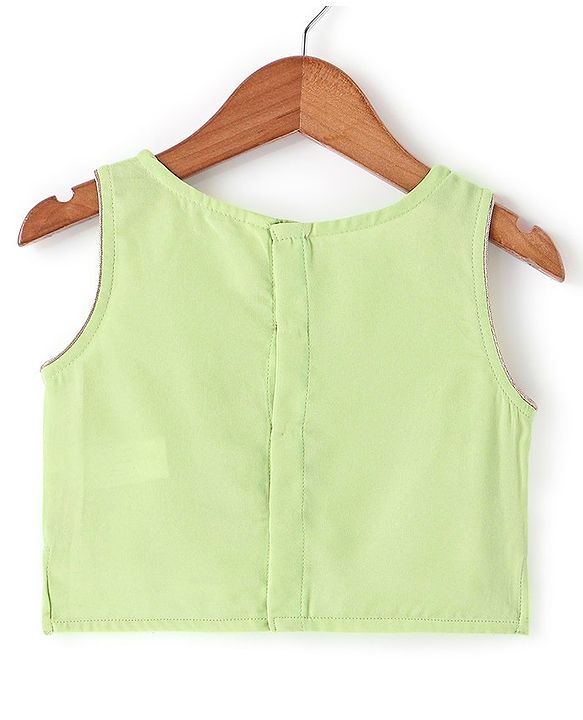 Babyhug Sleeveless Mirror Embroidered Choli With Lehenga And Dupatta - Green