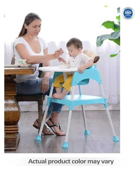 Babyhug 3 in 1 Play & Grow High Chair With 5 Point Safety Harness And Anti-Slip Base  - Blue