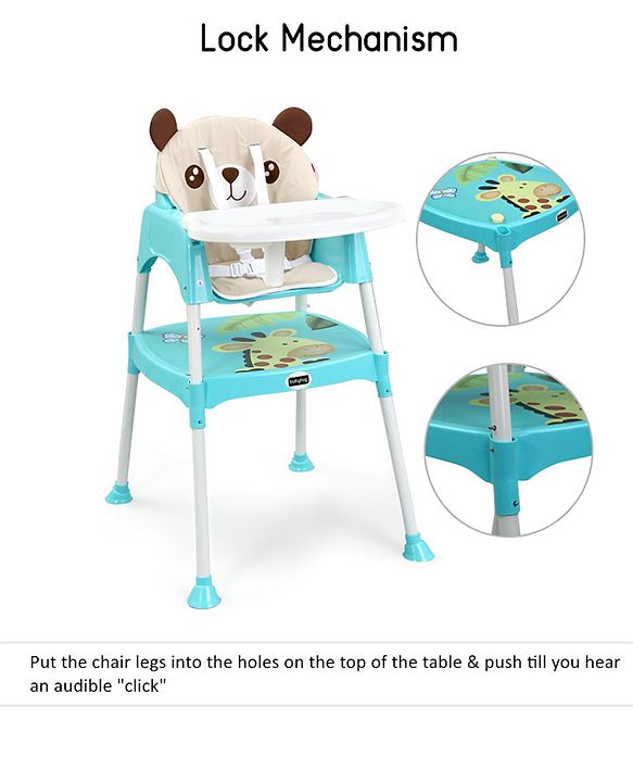 Babyhug 3 in 1 Play & Grow High Chair With 5 Point Safety Harness And Anti-Slip Base  - Blue