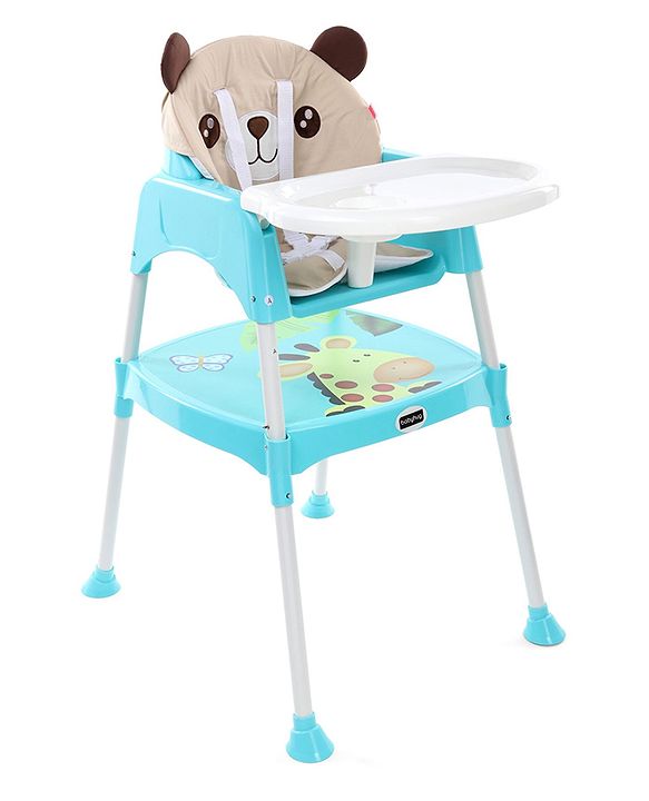 Babyhug 3 in 1 Play & Grow High Chair With 5 Point Safety Harness And Anti-Slip Base  - Blue