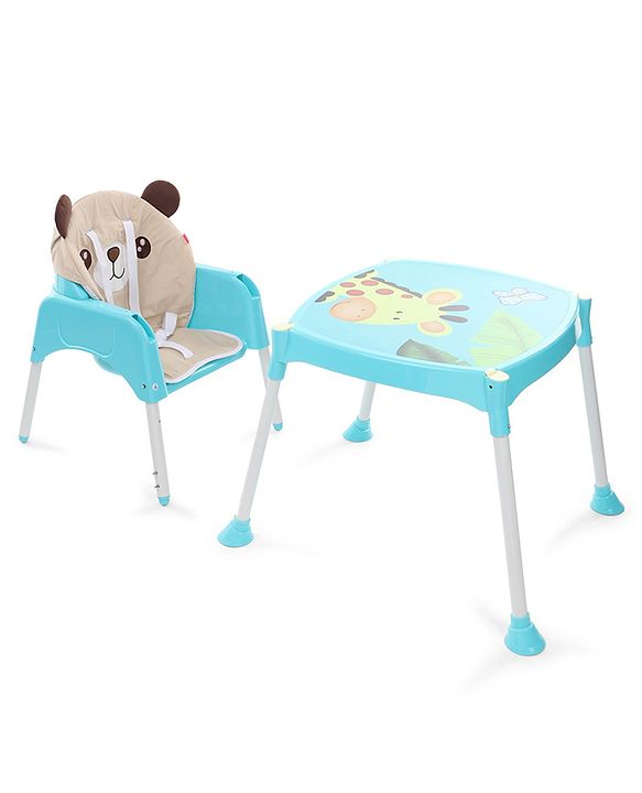 Babyhug 3 in 1 Play & Grow High Chair With 5 Point Safety Harness And Anti-Slip Base  - Blue