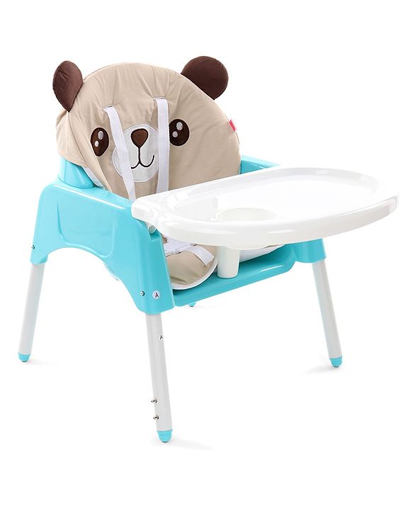 Babyhug 3 in 1 Play & Grow High Chair With 5 Point Safety Harness And Anti-Slip Base  - Blue