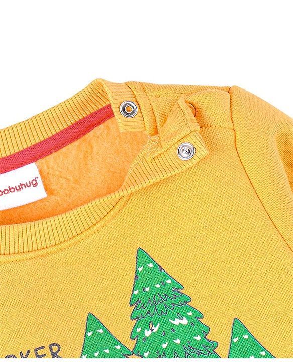 Babyhug Brushed Fleece Full Sleeves Sweatshirt with Chipmunks Graphics Print - Yellow