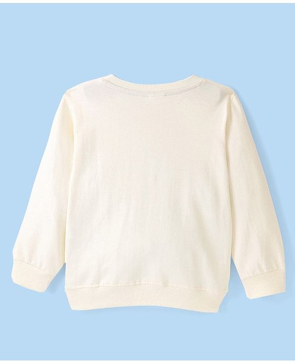 Babyhug Cotton Knit Full Sleeves Sweatshirt With Christmas Theme Graphics - Off White