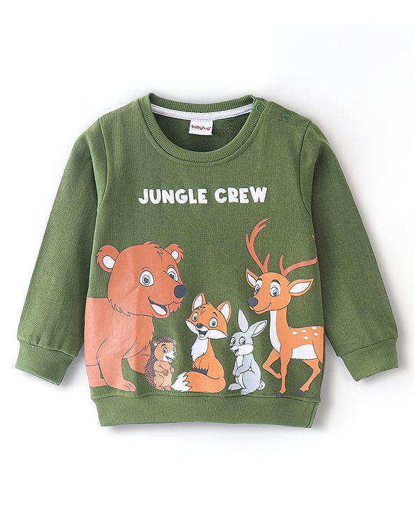 Babyhug Cotton Full Sleeves Sweatshirt with Graphics Print - Green