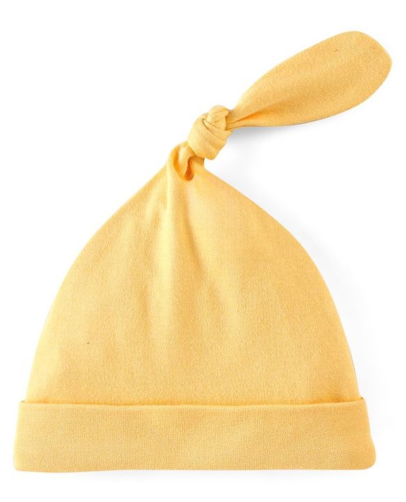 Babyhug 100% Cotton Knit Lion Face Print Caps Pack of 2 Yellow & Blue - Diameter 10 cm