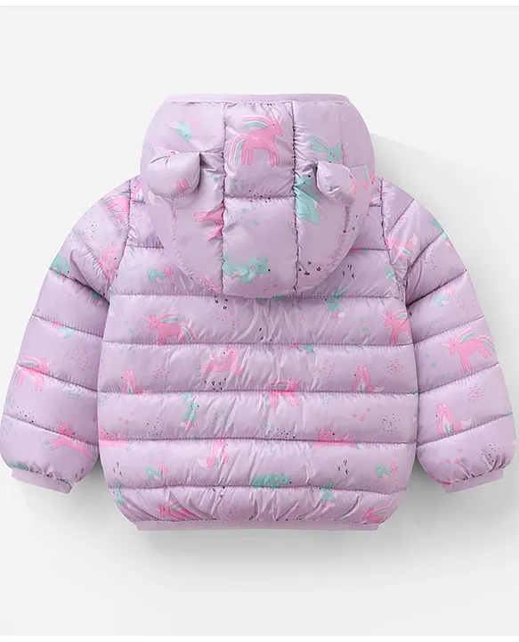 Buy Kookie Kids Full Sleeves Padded Winter Jacket Unicorn Print